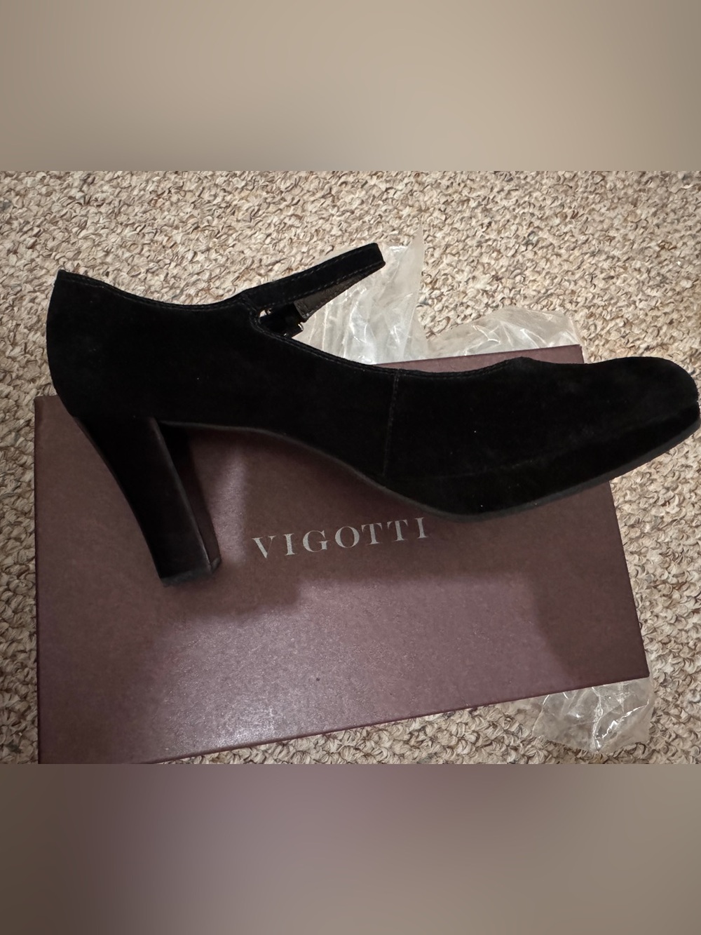 Vigotti Black Suede Mary Jane Heel